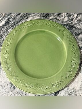 Green Ceramic Italian Large  Platter  Round Glossy